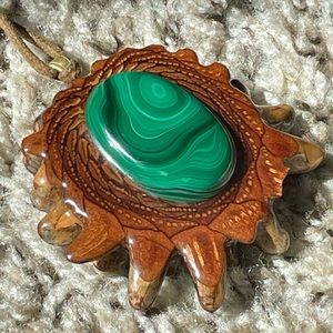 XL Malachite Third Eye Pinecone Pendant Necklace